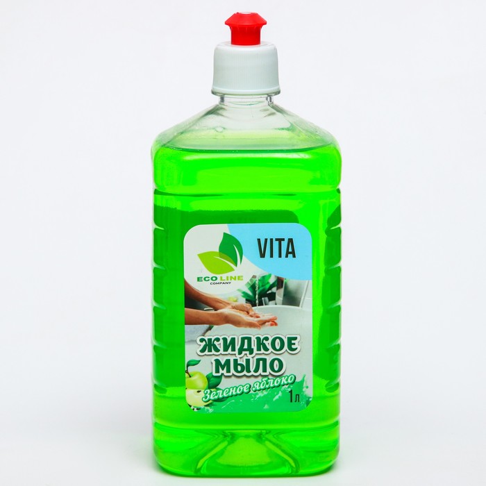 Жидкое мыло VITA зеленое яблоко 1 л. мыло жидкое клевер яблоко перламутровое 5 л