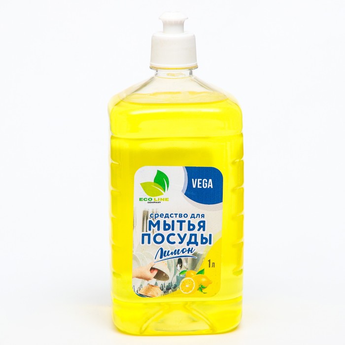 Средство для мытья посуды VEGA лимон, 1 л средство для мытья посуды grass viva c дозатором лимон 1 л