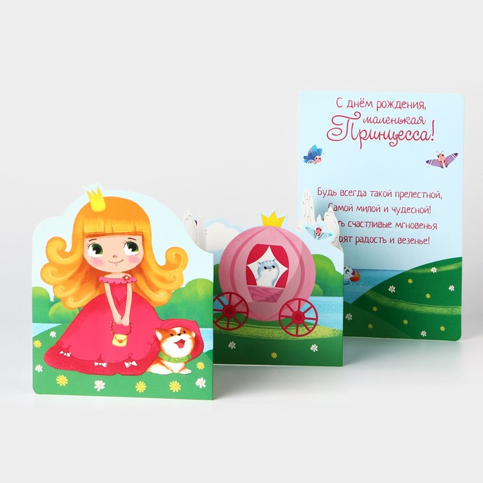 Поздравительная открытка с раскраской «С Днём рождения», принцесса, 12 × 18 см открытка поздравительная с конвертом для денег с днём рождения цветы 19х29см