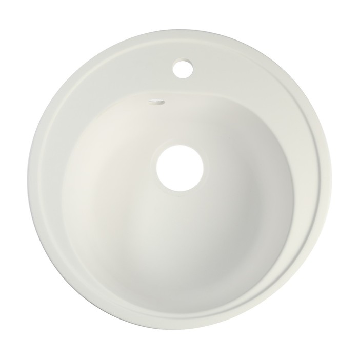 Мойка для кухни из камня ZEIN 3/Q1, d = 510 мм, круглая, перелив, цвет белый лед