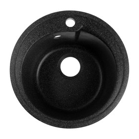 Мойка для кухни из камня ZEIN 4/Q4, d = 435 мм, круглая, перелив, цвет черный