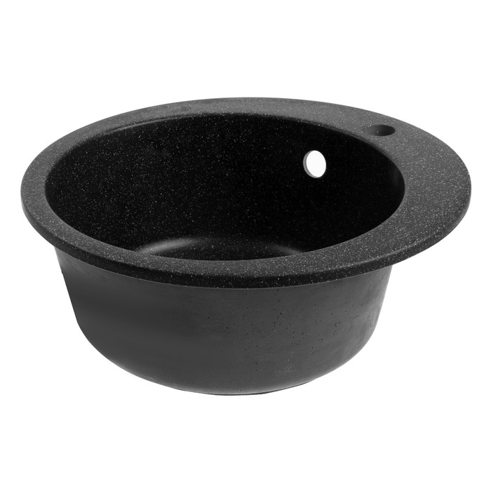Мойка для кухни из камня ZEIN 30/Q4, d = 475 мм, круглая, перелив, цвет черный