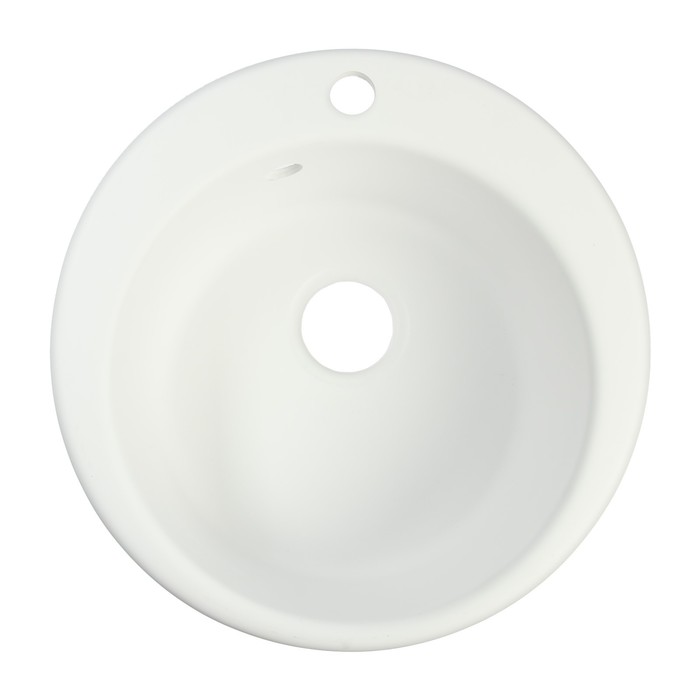 Мойка для кухни из камня ZEIN 50/Q1, d=467 мм, круглая, перелив, цвет белый лед