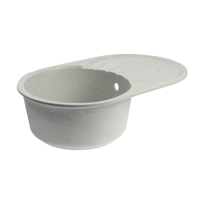 Мойка для кухни из камня ZEIN 110/Q10, 730 х 450 мм, овальная, перелив, цвет светло-серый
