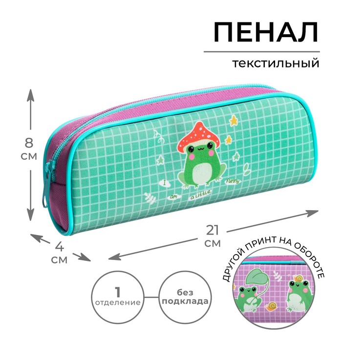фото Пенал мягкий, 1 отделение, объемный, 80 х 210 х 40 мм, пмо 21-20, calligrata "лягушки"