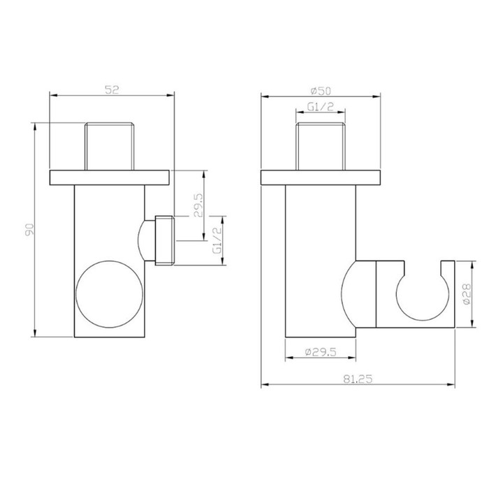 фото Держатель для душевой лейки esko sh805 black, с отводом, abs-пластик, поворотный, черный