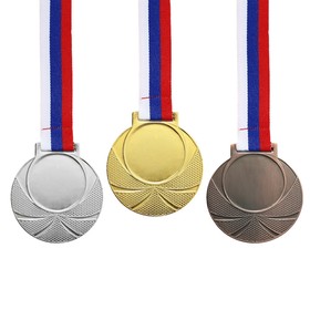 Медаль под нанесение «3 место», бронза, с лентой, d = 6,5 см