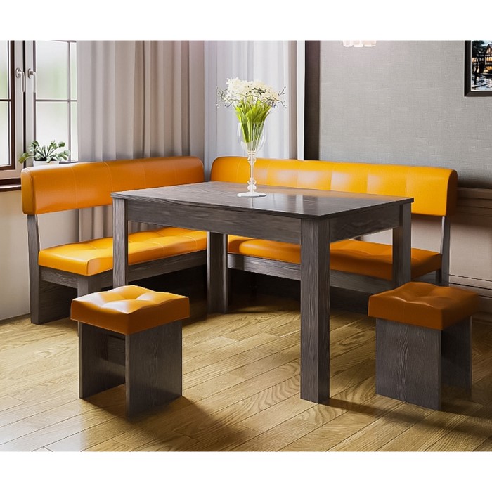 Обеденная группа «Валенсия», стол 1200×600×740 мм, банкетка 2 шт, цвет венге цаво / оранжевый обеденная группа грис венге валенсия