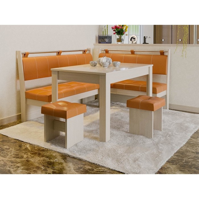 

Кухонный уголок «Остин», стол 1000х600х740 мм, банкетка 2 шт, цвет дуб белфорт / оранжевый