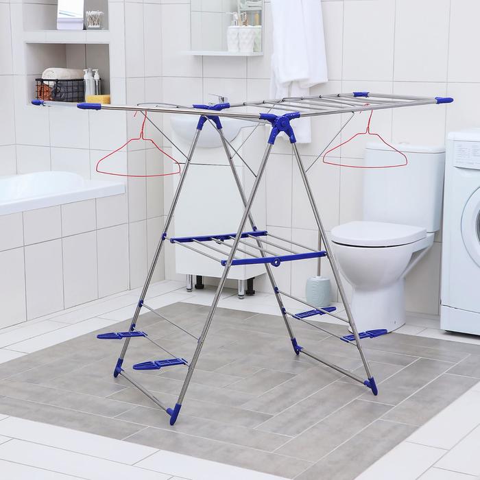 Сушилка для белья напольная складная с вешалками для обуви
