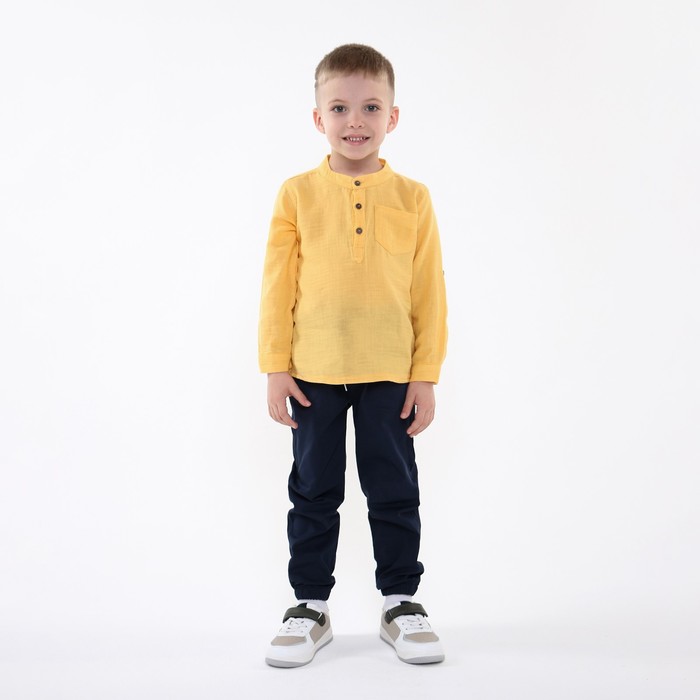 Комплект детский (лонгслив/брюки), цвет жёлтый, рост 98см комплект детский кофточка брюки цвет хаки бежевый рост 98см