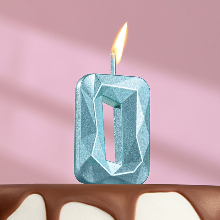 Свеча в торт на шпажке «Алмаз», цифра 0, голубая, 4,8х2,6 см