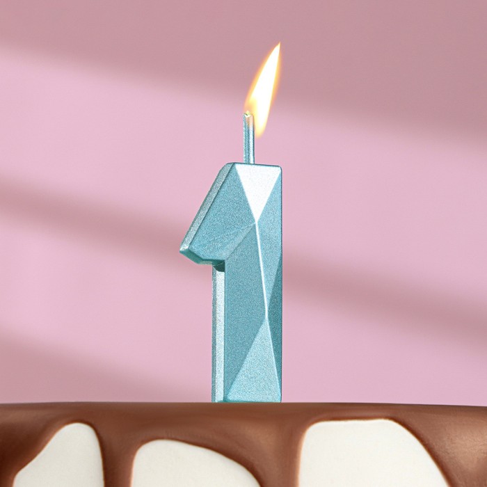 Свеча в торт на шпажке «Алмаз», цифра 1, голубая, 4,8х2,6 см свеча в торт на шпажке алмаз цифра 1 серебряная 13 см
