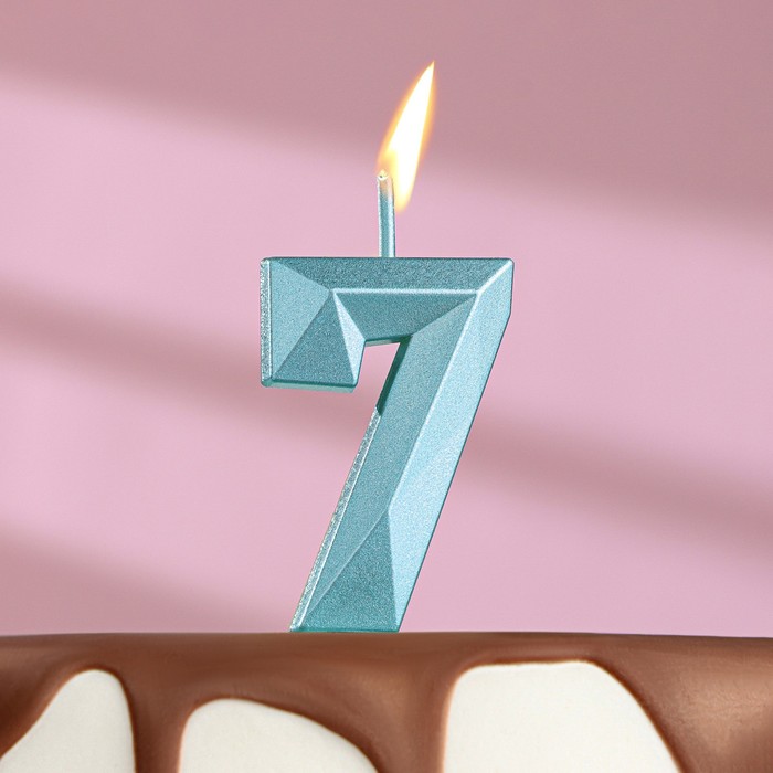 Свеча в торт на шпажке «Алмаз», цифра 7, голубая, 4,8х2,6 см
