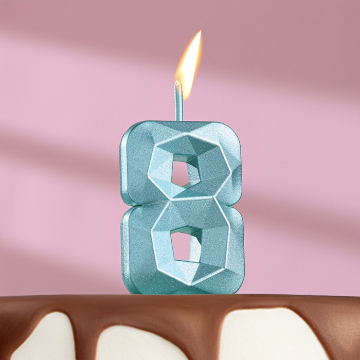 Свеча в торт на шпажке «Алмаз», цифра 8, голубая, 4,8х2,6 см свеча в торт цифра 8 голубая