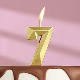 Свеча в торт на шпажке «Алмаз», цифра "7", золотая, 4,8х2,6 см