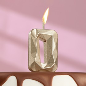 Свеча в торт на шпажке «Алмаз», цифра "0", шампань, 4,8х2,6 см