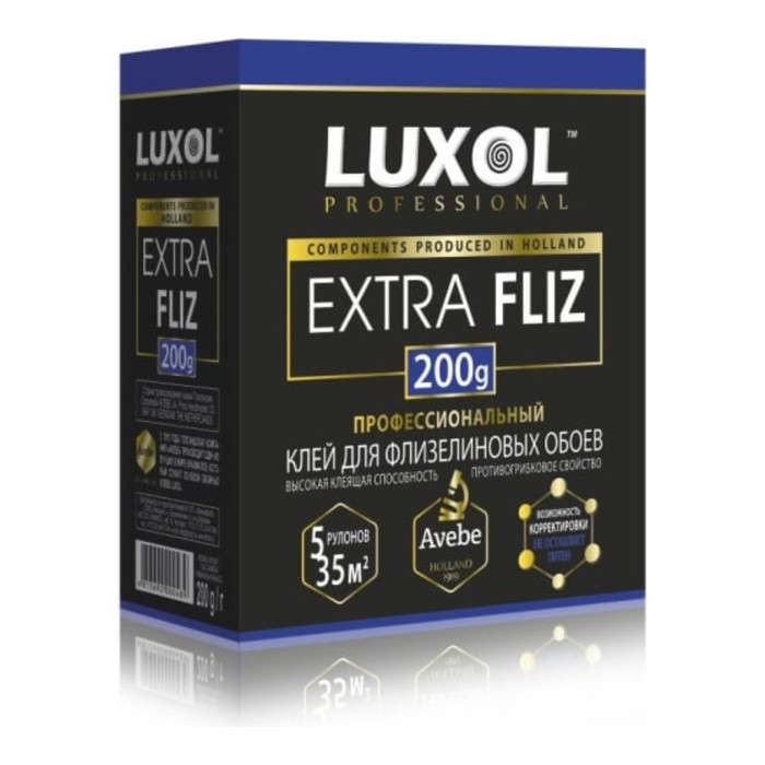 Клей обойный LUXOL Extra Fliz, для флизелиновых обоев, коробка, 200 г клей обойный метилан экстра комфорт для флизелиновых обоев 90 г