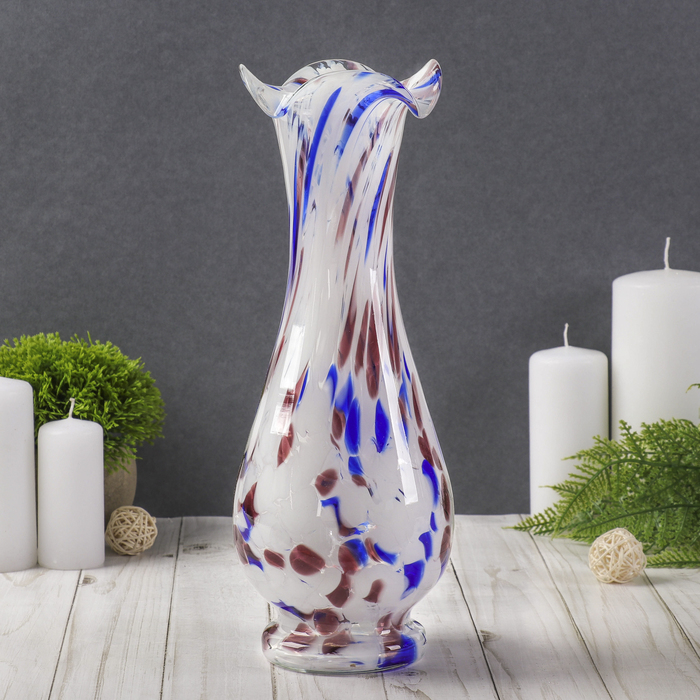 Ваза "Фигурная" бело-сине-марганцевая