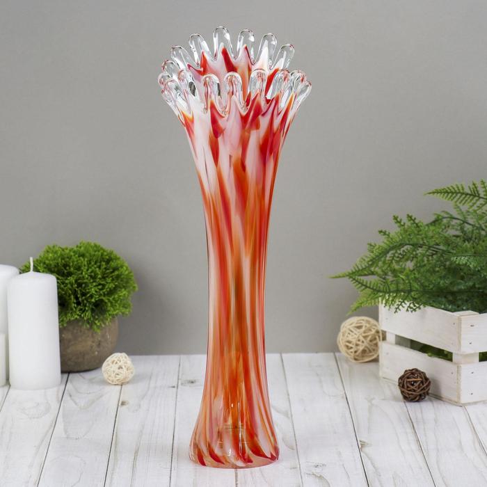 Ваза Коралл красно-белая 38 см ваза коралл 28 см зелёная