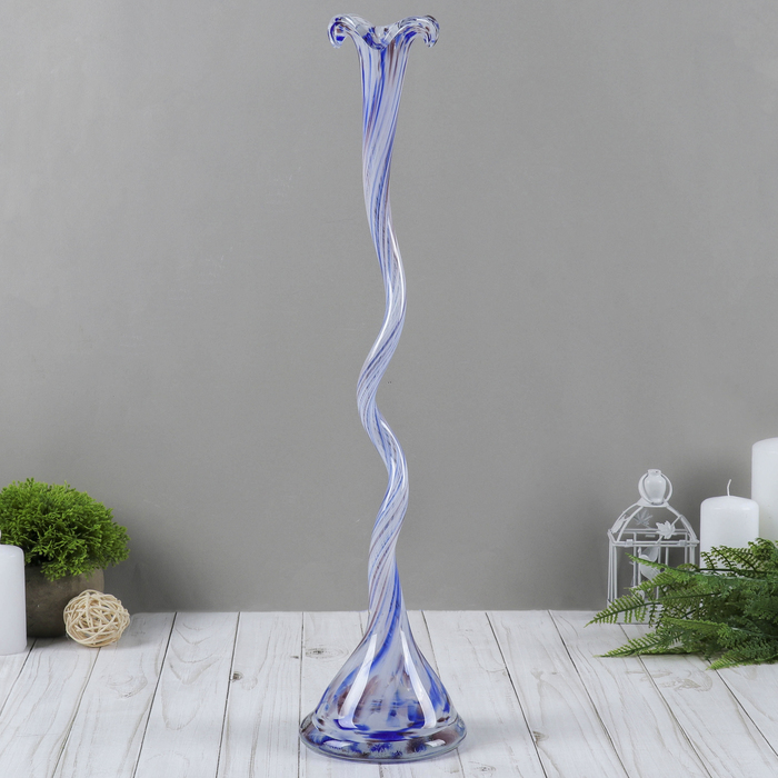 Ваза "Кручёная" белая, цветные разводы