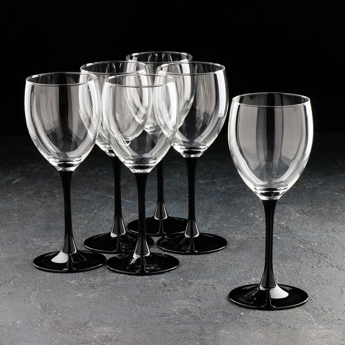 Набор стеклянных бокалов для вина «Домино», 350 мл, 6 шт набор стеклянных бокалов для коньяка домино 410 мл 4 шт