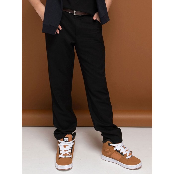 брюки для мальчиков рост 128 см цвет джинсовый Брюки для мальчиков, рост 128 см, цвет чёрный