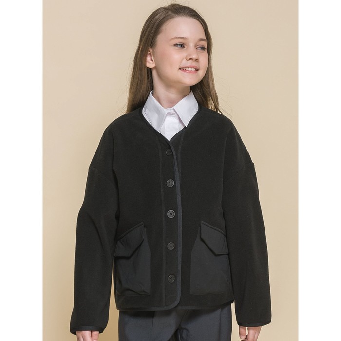 Куртка для девочек, рост 122 см, цвет чёрный куртка для девочек рост 122 см цвет пудра