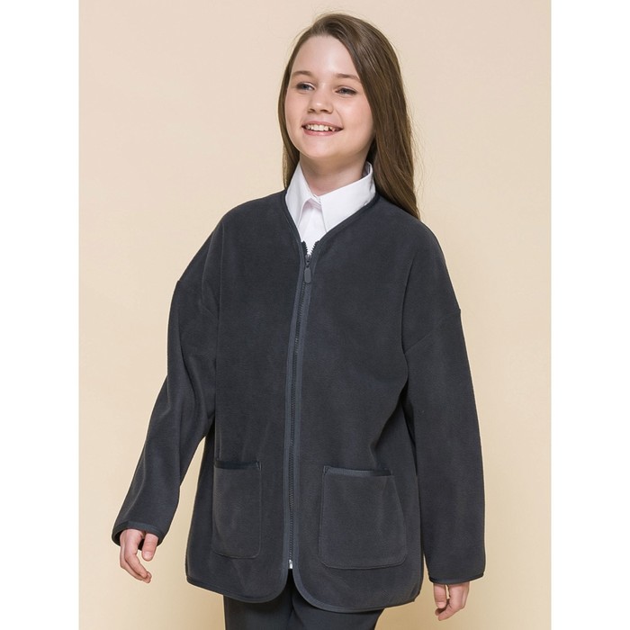 Куртка для девочек, рост 128 см, цвет тёмно-серый