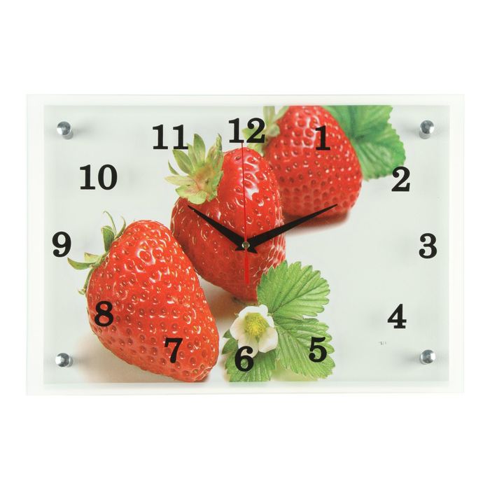 Часы настенные прямоугольные "Клубника", 25х35 см