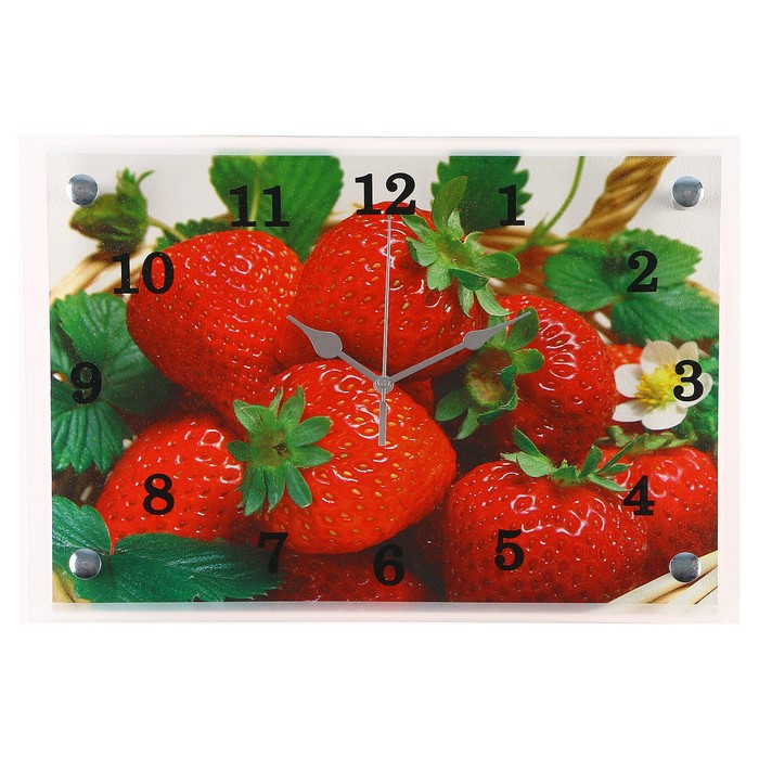 Часы настенные прямоугольные "Клубника", 25х35 см
