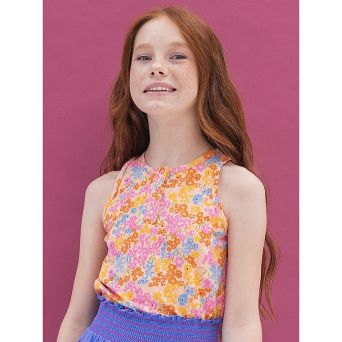 Майка для девочек, рост 122 см, цвет персиковый шорты купальные для девочек рост 122 см цвет персиковый