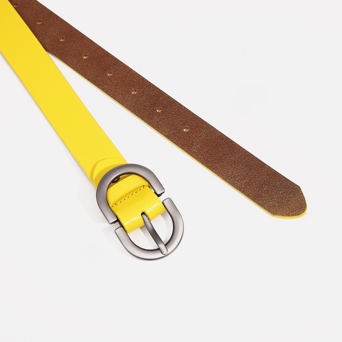 фото Ремень жен 06-01-02-07, 3*0,3*105 см, винт, пряжка металл, пресс кожа, желтый