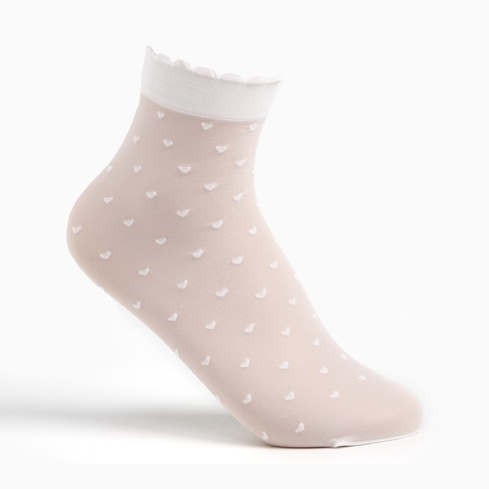 Носки для девочек с сердечками CE LOLA, цвет белый (bianco), размер 18-20