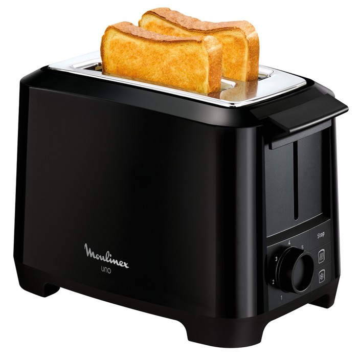 Тостер Moulinex LT140811, 800 Вт, 7 режимов прожарки, 2 тоста, функция разморозки, чёрный тостер moulinex subito lt260d30
