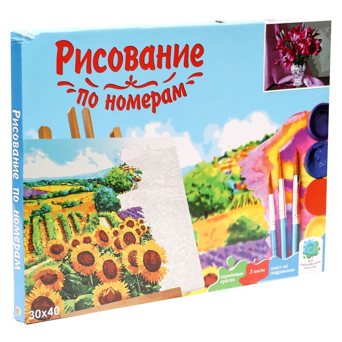 

Холст с красками 30 × 40 см, по номерам «Яркие лилии в вазе»