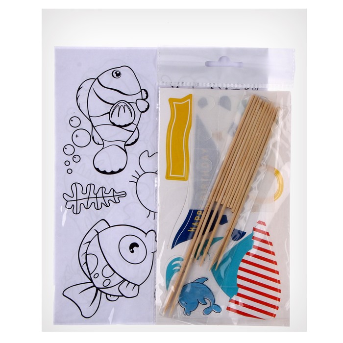 Набор для творчества: изготовление топперов, раскраска-наклейки «Море»