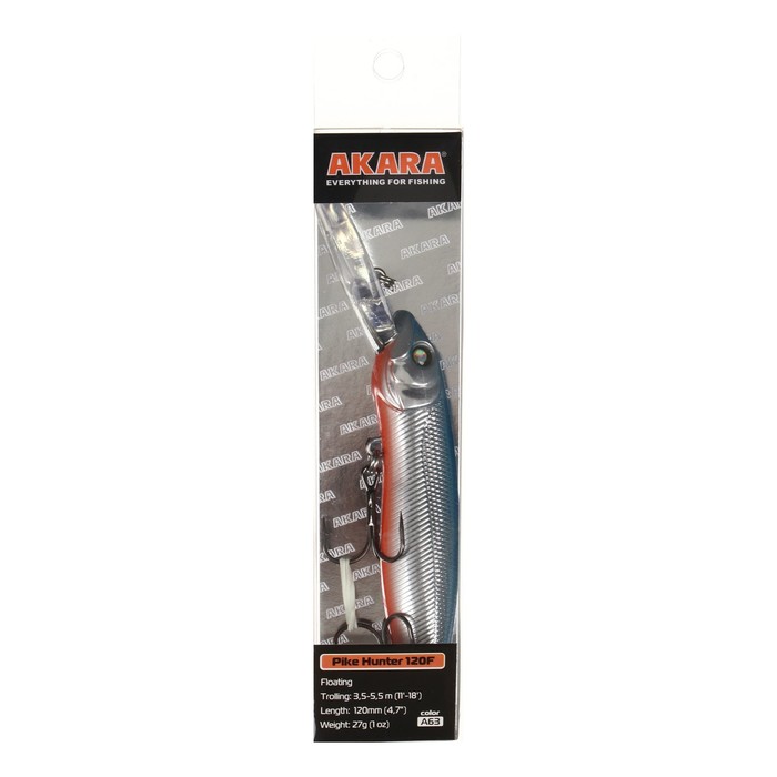 фото Воблер akara pike hunter 120f, цвет a63, 12 см, 27 г