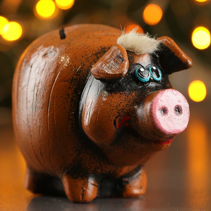 Копилка "Кабан" коричневая