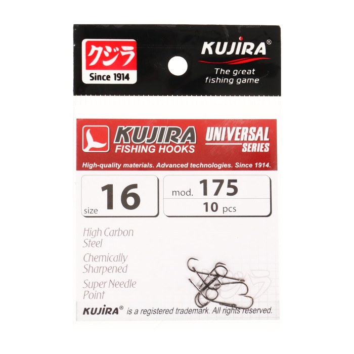 цена Крючки Kujira Universal 175, цвет BN, № 16, 10 шт.