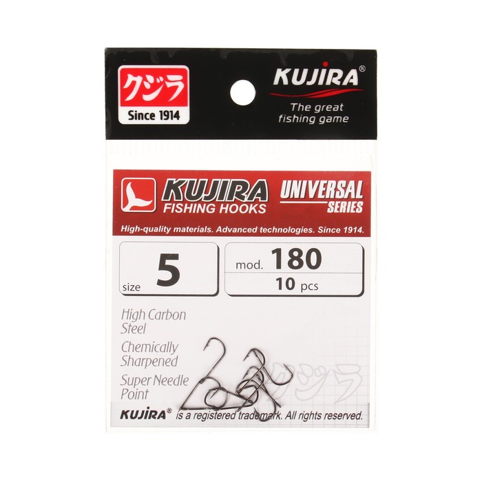 цена Крючки Kujira Universal 180, цвет BN, № 5, 10 шт.
