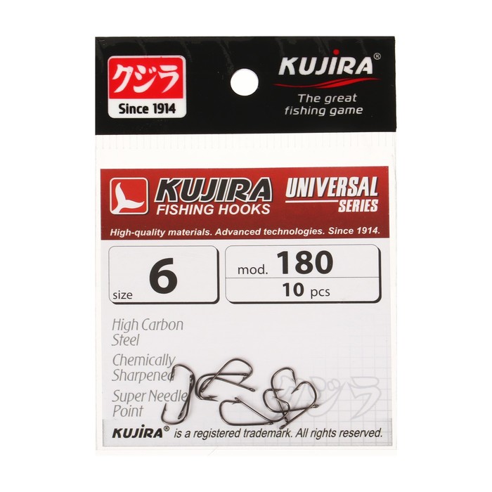 цена Крючки Kujira Universal 180, цвет BN, № 6, 10 шт.
