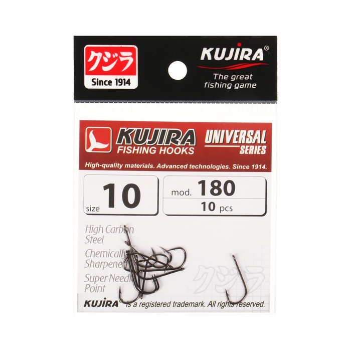 цена Крючки Kujira Universal 180, цвет BN, № 10, 10 шт.