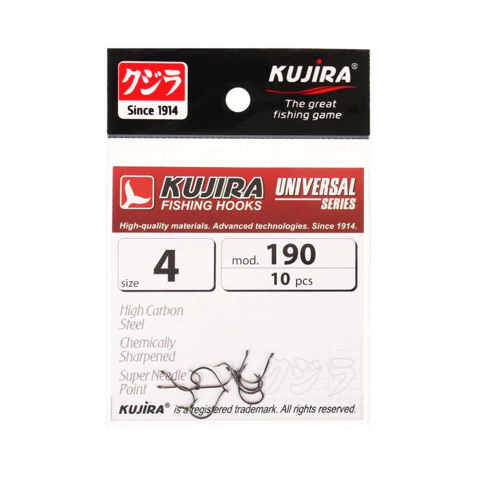 цена Крючки Kujira Universal 190, цвет BN, № 4, 10 шт.