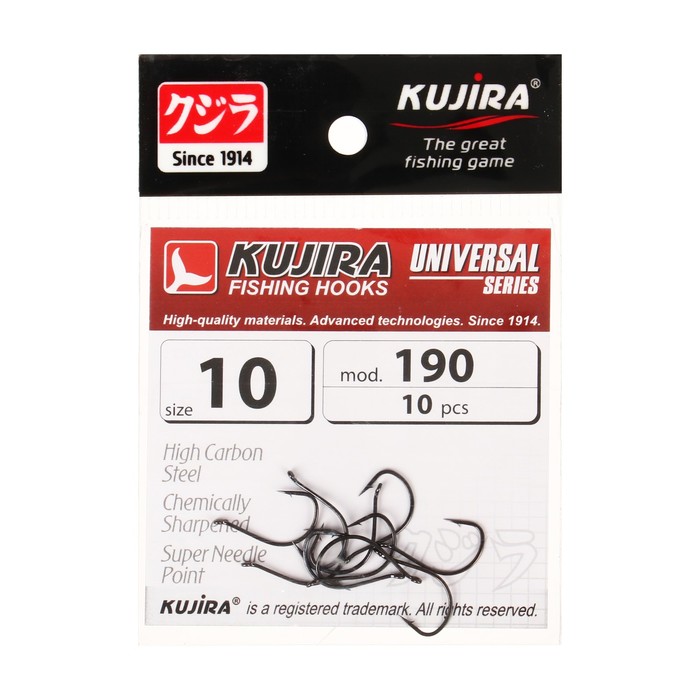 цена Крючки Kujira Universal 190, цвет BN, № 10, 10 шт.