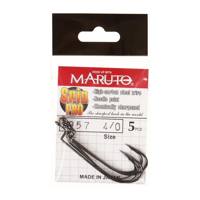 

Крючки офсетные Maruto, серия Spin Pro 1957, цвет BN, № 4/0, 5 шт.