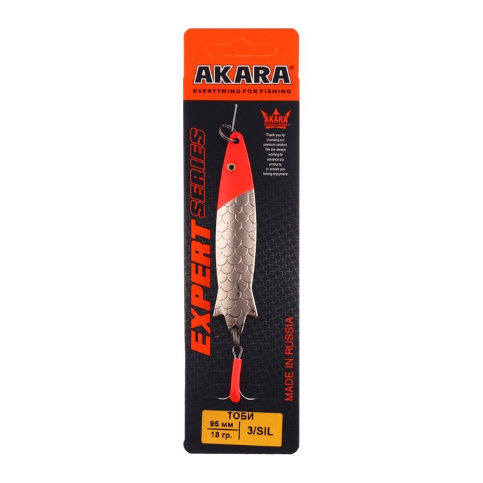 

Блесна колеблющаяся Akara Expert Тоби, 9.5 см, 18 г, цвет 3/SIL