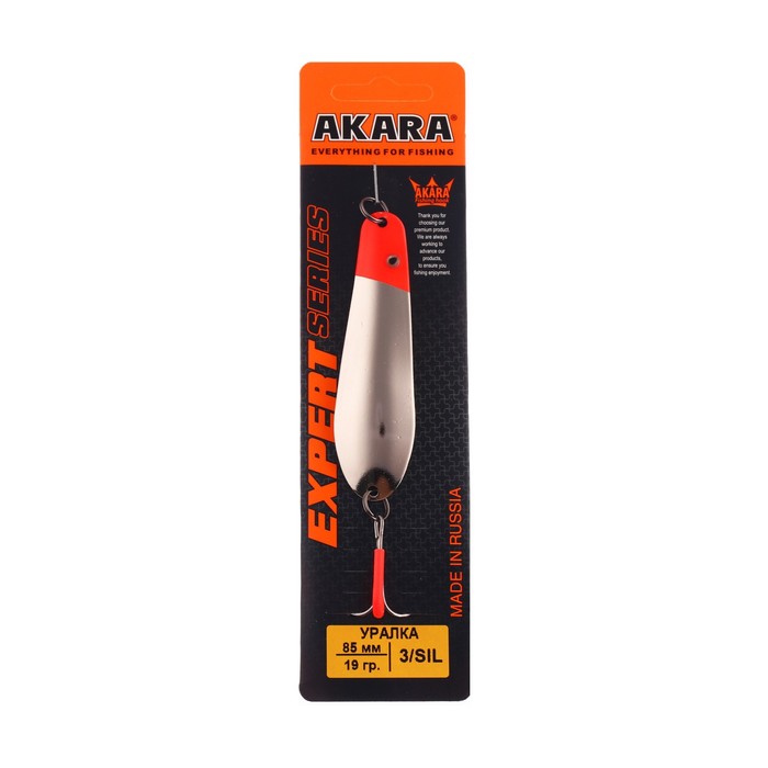 

Блесна колеблющаяся Akara Expert Уралка, 8.5 см, 19 г, цвет 3/SIL