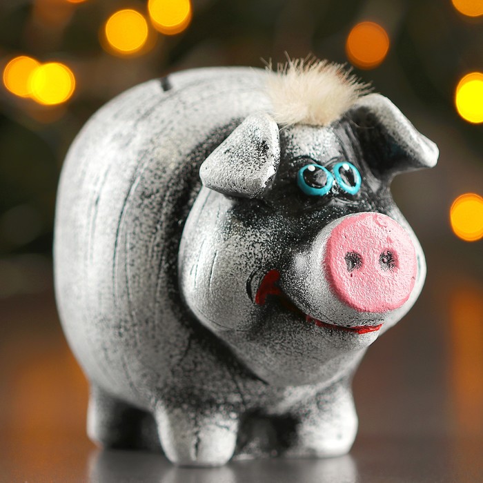 Копилка "Кабан" белая