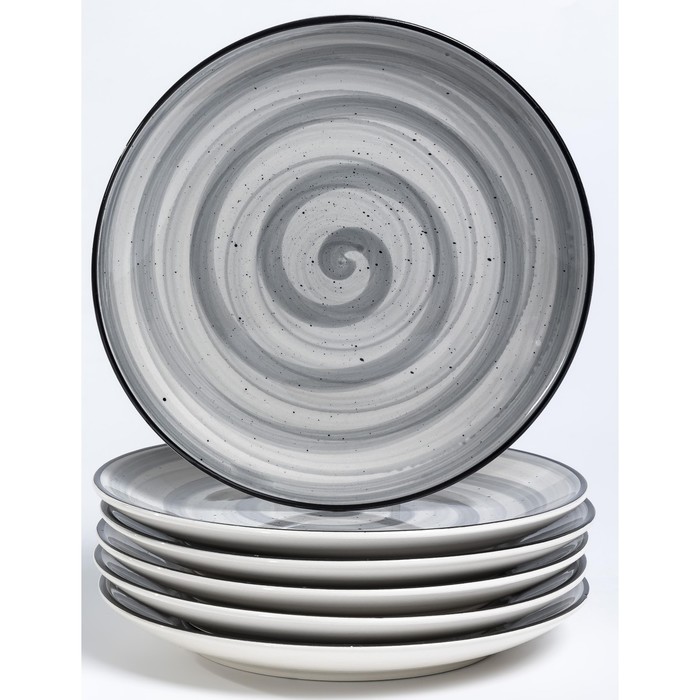 Набор тарелок Elrington «Аэрограф. Графитовый бриз», 19 см, 6 шт набор тарелок elrington морской вечер 19 см 6 шт